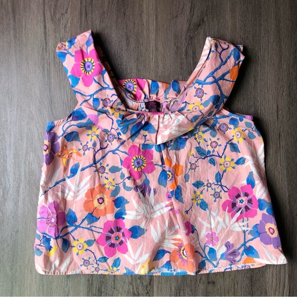 J. Crew x Liberty of London Tank Top Size XS Pink Floral Colorful Garden Fairy - Picture 1 of 6